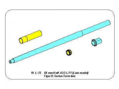 Aber 1/16 German 88mm Pak 43/3 L/71 Two Part Barrel 16 L-12