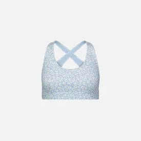 Adam Selman Cross Back Bra - Powder Blue / Mini Leopard