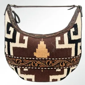 American Darling  Saddle Blanket Tooled Leather Trim Shoulder Bag