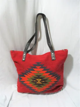 Aztec Maya Kilim Wool Blanket Ethnic Tapestry Carpet Shoulder Bag Purse SERAPE Tote