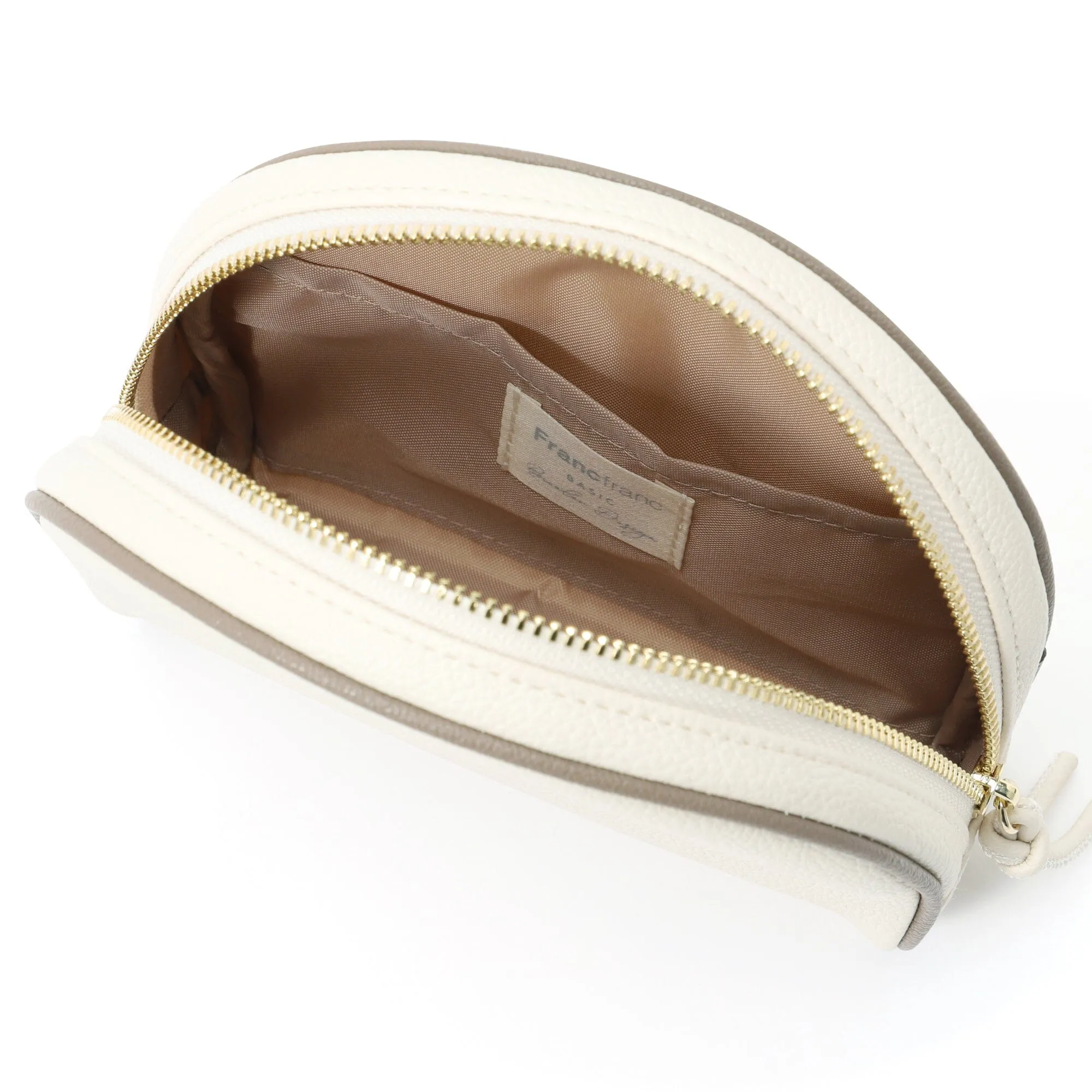 Bicolor Round Pouch Ivory