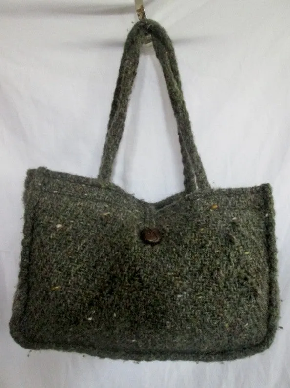 BRANIGAN WEAVERS IRISH Vegan Satchel TOTE Bag Shoulder Bag Carryall GREEN OLIVE