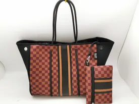 Checkerboard Print Neoprene Tote