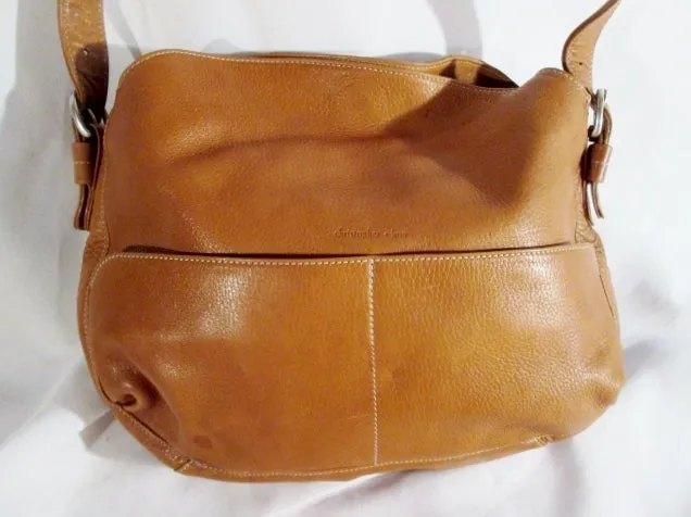 CHRISTOPHER KON Leather Shoulder Saddle POCKETS BAG Hobo slouch BROWN COGNAC