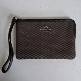 Coach Corner Zip Wristlet in Legacy Jacquard Black/Grey/Silver