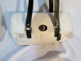 COACH F13091 HAMILTON Pebbled Leather Hobo Satchel Purse Shoulder Bag WHITE