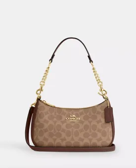 Coach Teri Shoulder Bag In Signature Gold Tan Brown