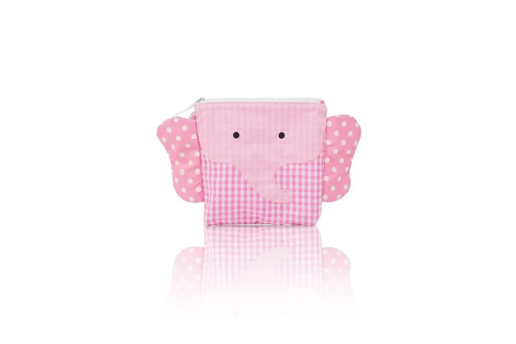 Cotton Snack Bag - Ellie Pink Gingham Elephant