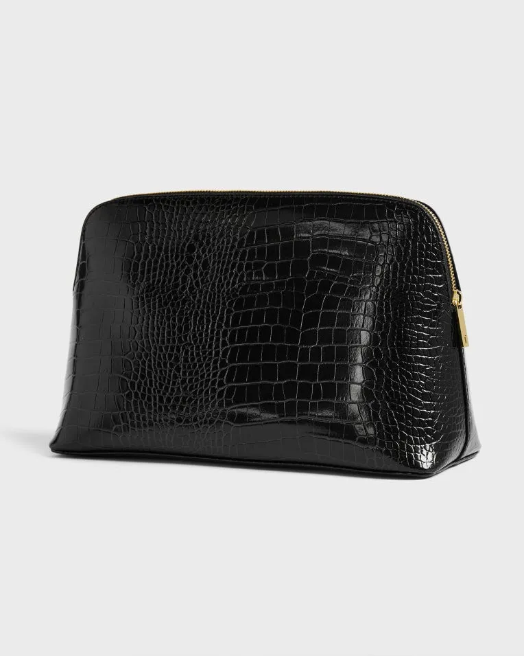 Crocana Croc Detail Debossed Washbag Black