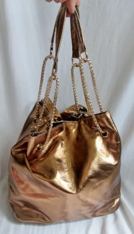 DEPECHE MODE NEW YORK Vegan Shoulder Bag Satchel Hobo GOLD COPPER METALLIC