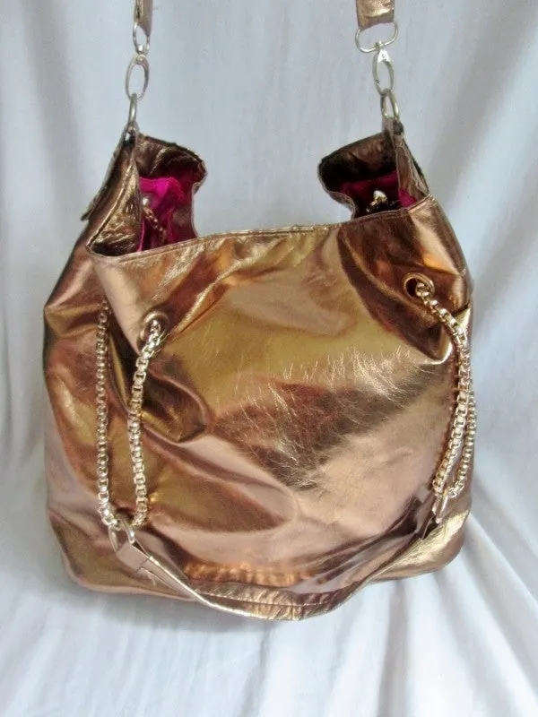 DEPECHE MODE NEW YORK Vegan Shoulder Bag Satchel Hobo GOLD COPPER METALLIC