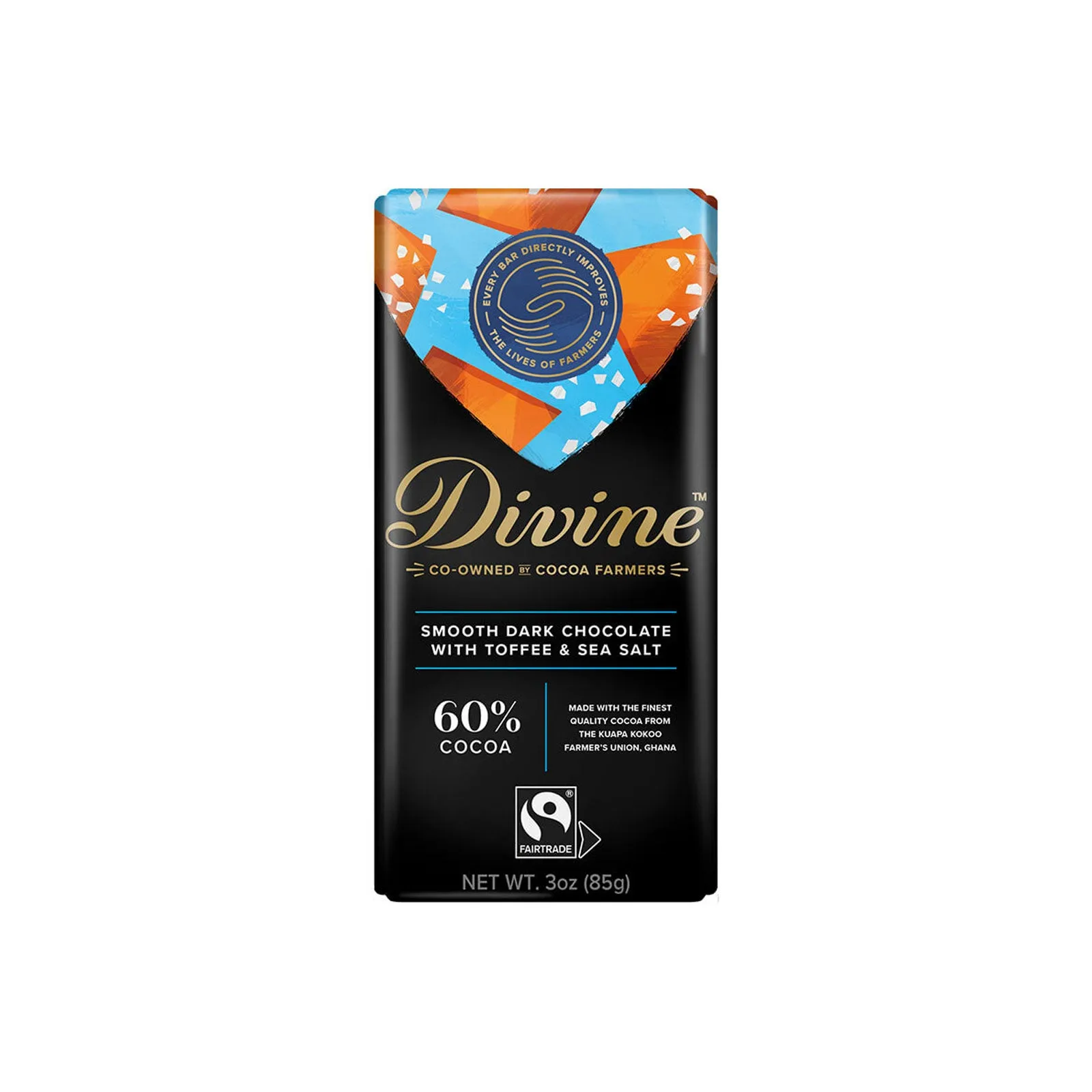 Divine Bar, Dark Chocolate with Sea Salt & Toffee