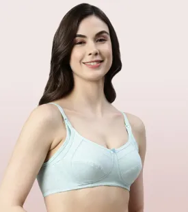 Enamor Eco-Melange MT02 Sectioned Lift and Support Cotton Nursing Bra for Women- High Coverage, Non Padded and Wirefree - Capri Melange