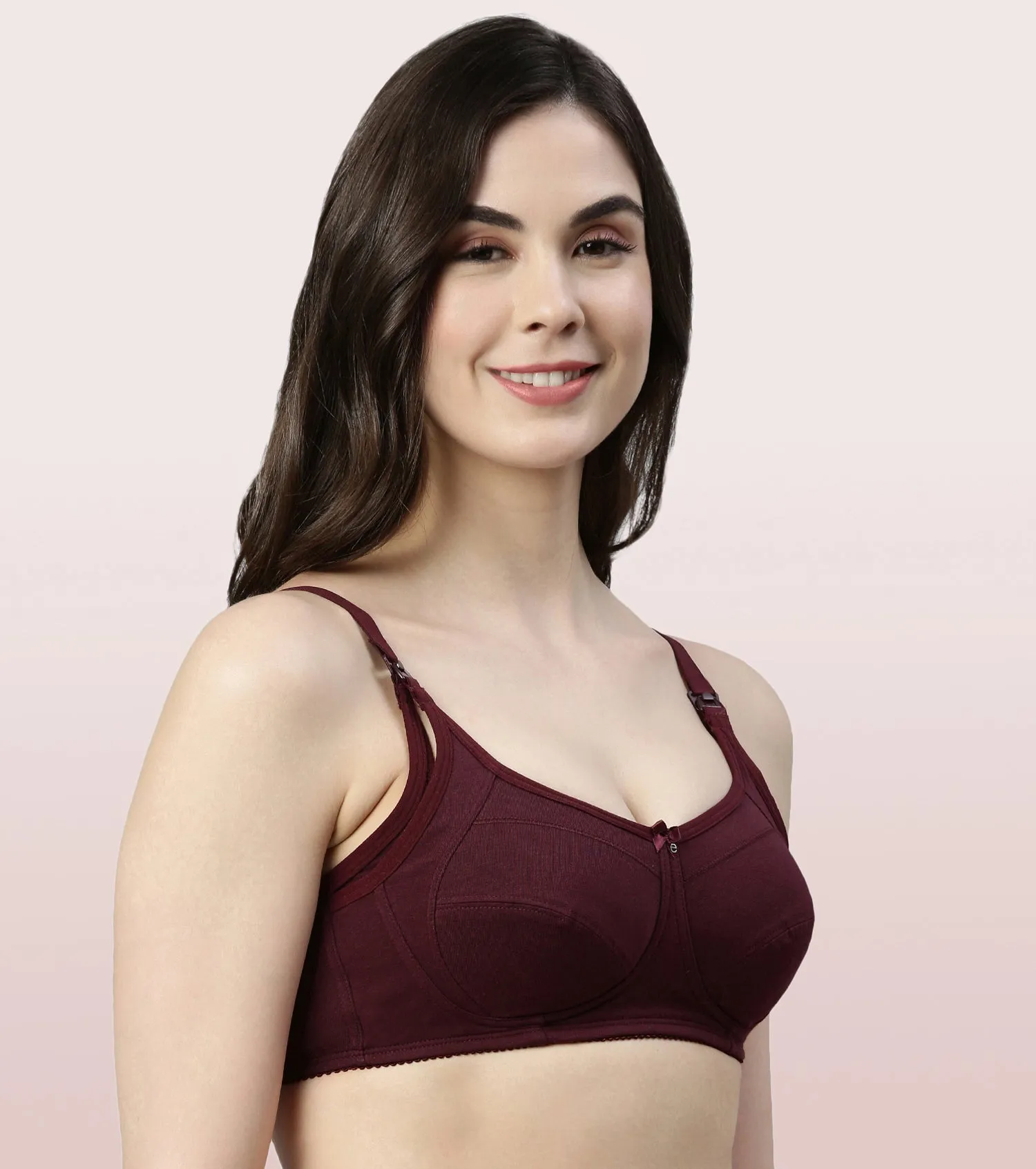 Enamor Eco-Melange MT02 Sectioned Lift and Support Cotton Nursing Bra for Women- High Coverage, Non Padded and Wirefree - Capri Melange