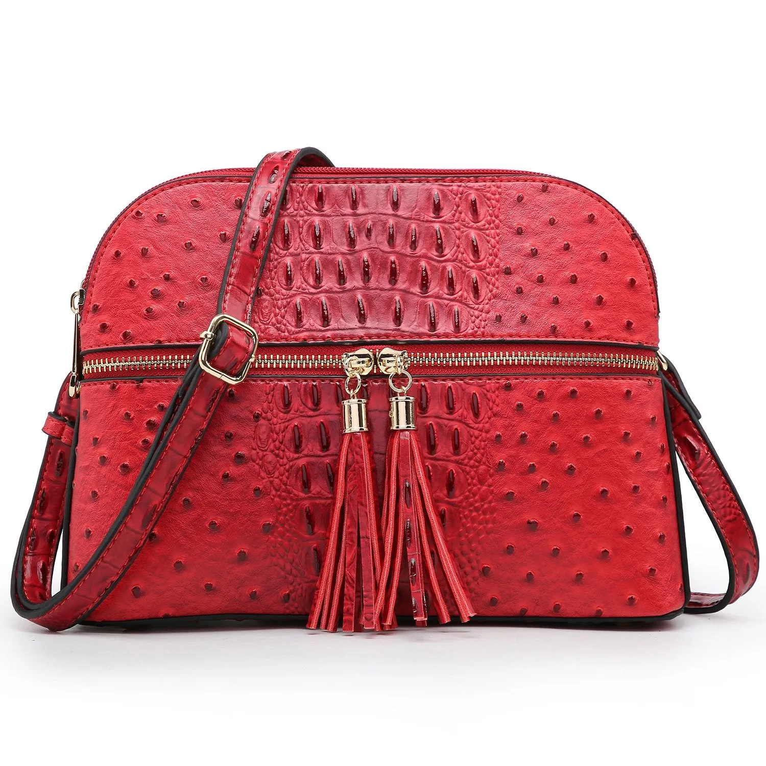 Fashion Embossed Pattern Tassel Crossbody Bag