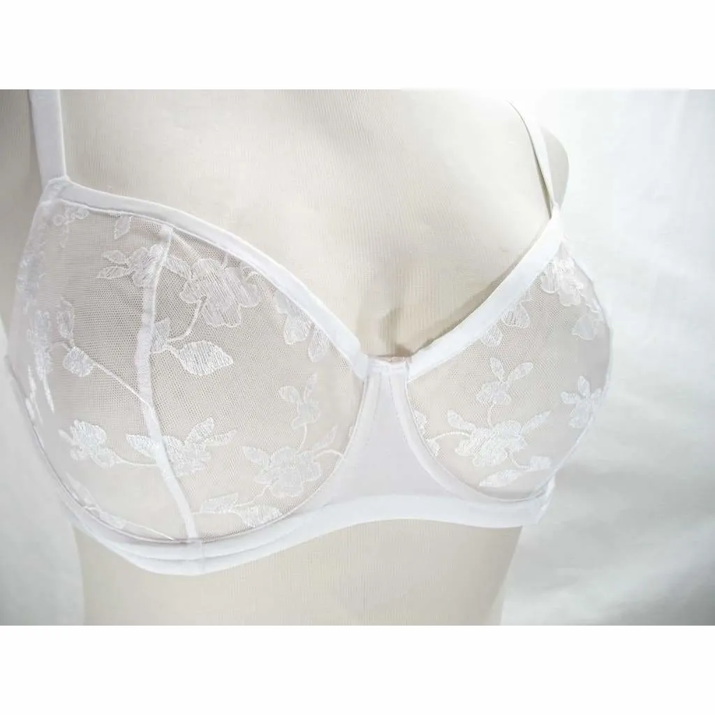 Felina 190013 Sabrina Semi Sheer Lace Demi Underwire Bra 36D White