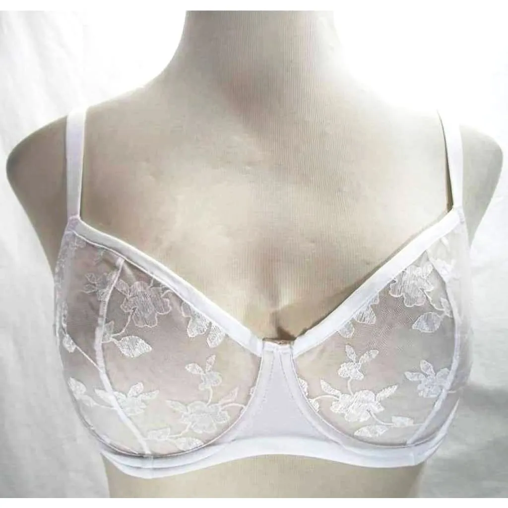 Felina 190013 Sabrina Semi Sheer Lace Demi Underwire Bra 36D White