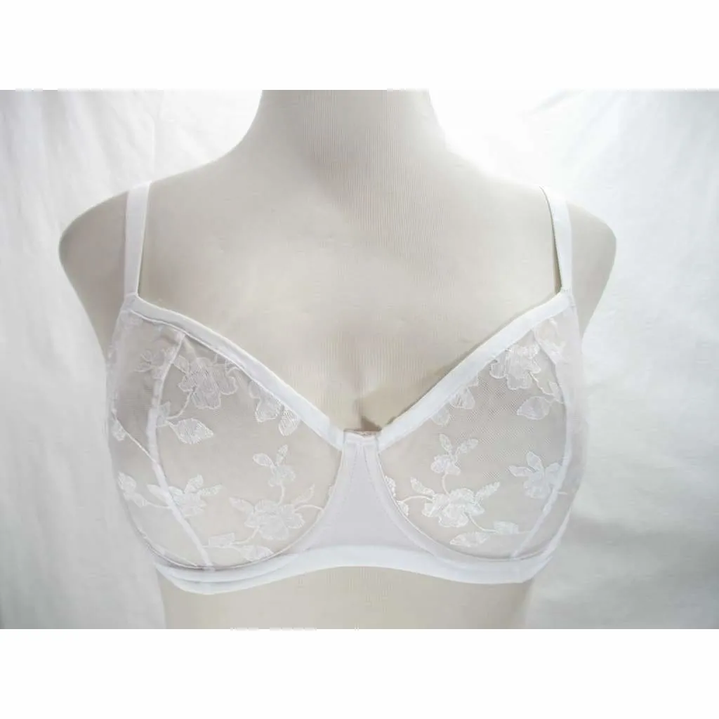 Felina 190013 Sabrina Semi Sheer Lace Demi Underwire Bra 36D White