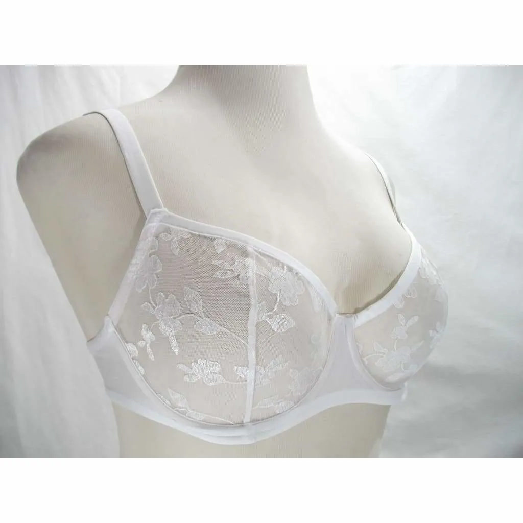 Felina 190013 Sabrina Semi Sheer Lace Demi Underwire Bra 36D White