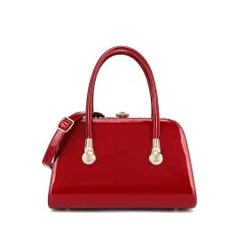 Frame Satchel with Rhinestones Patent Leather 3421