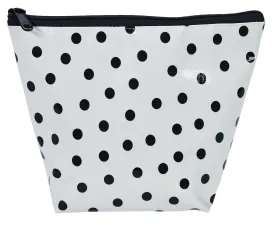 Black Polka Dot Freckled Sage Oilcloth Cosmetic Bag