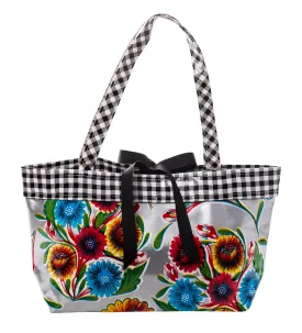 Freckled Sage Oilcloth Handbag in Bloom Silver