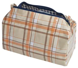 Freckled Sage Oilcloth Travel Bag in Plaid Orange and Brown