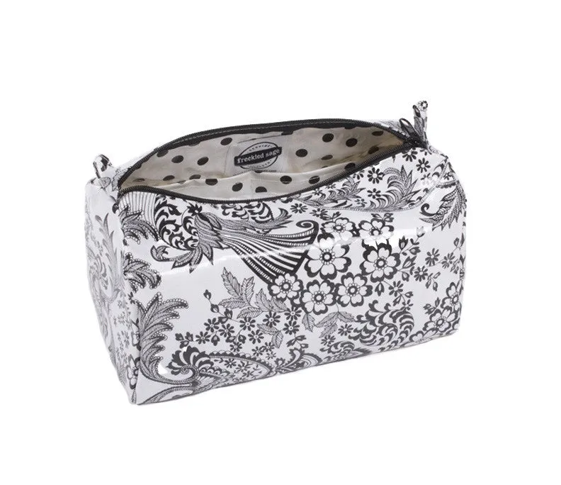 Freckled Sage Oilcloth Travel Bag in Toile Black