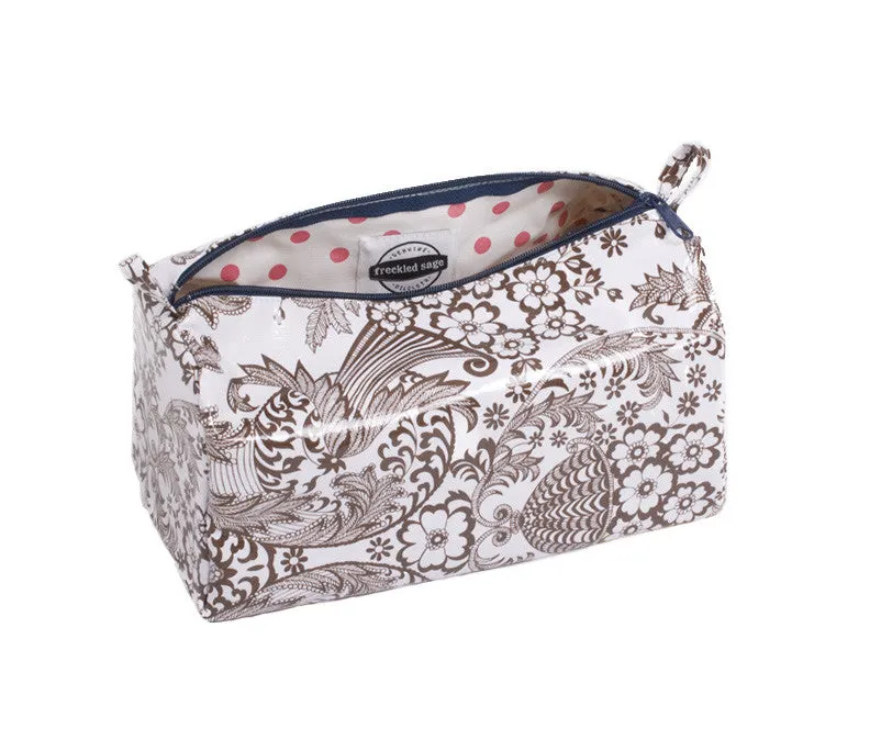 Freckled Sage Oilcloth Travel Bag in Toile Brown