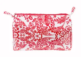 Freckled Sage Oilcloth Travel Bag in Toile Red