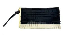 Herve Leger Black and White Acrylic Chip Fringe Clutch