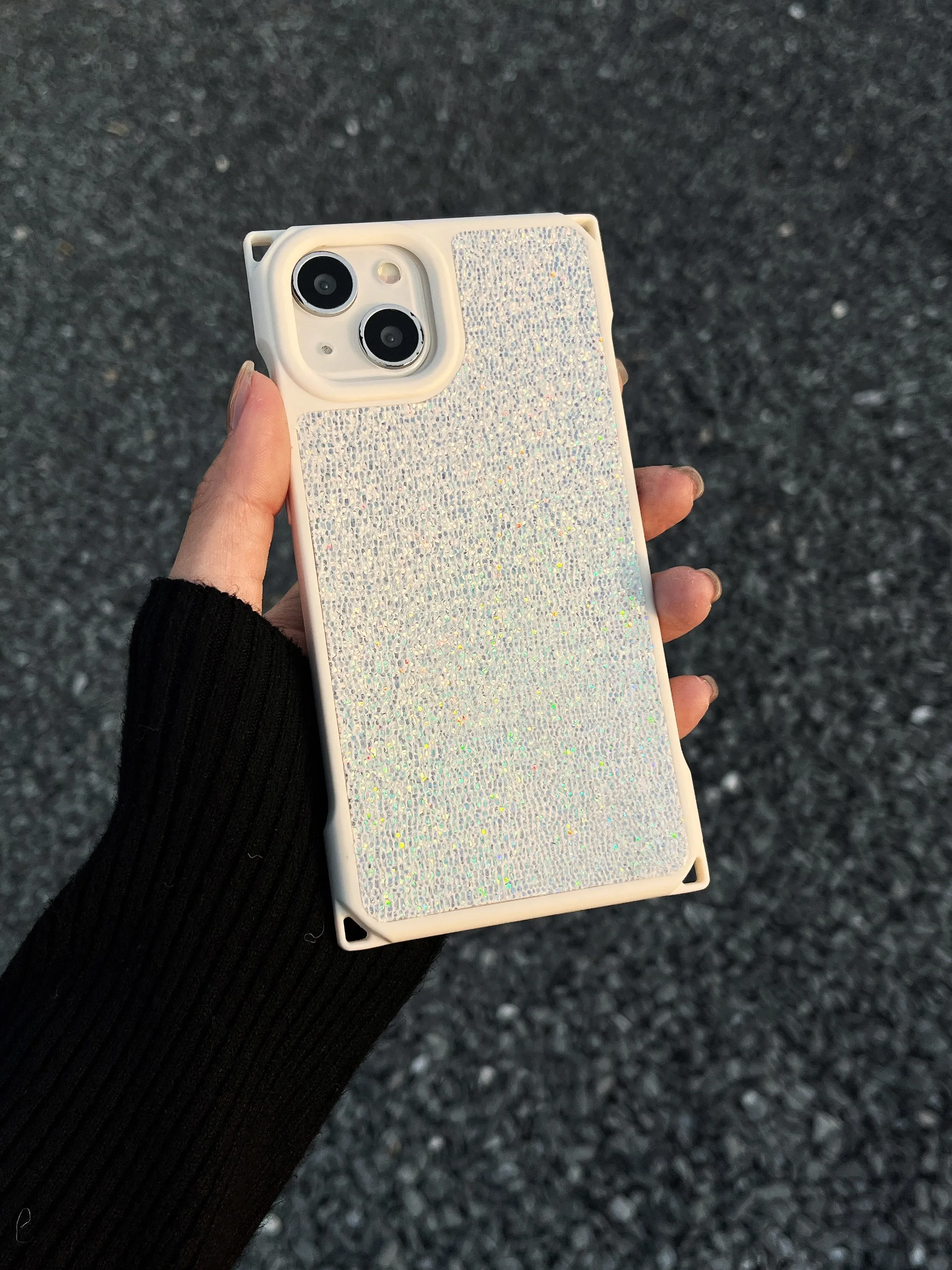 Holographic Leather Finsh iPhone Case With Sling Chain