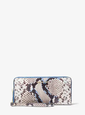 Jet Set Travel Large Python Embossed Leather Wristlet