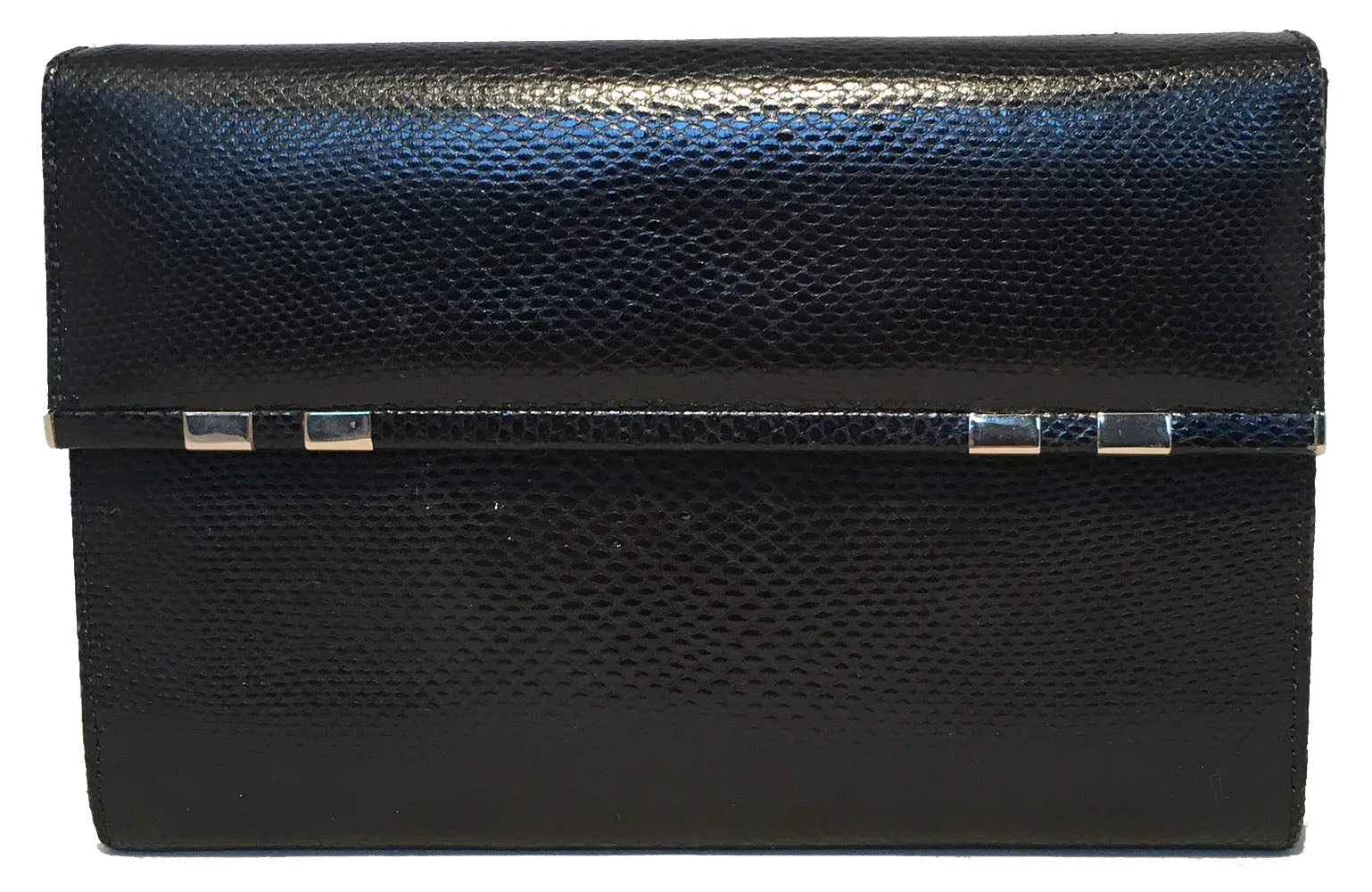 Judith Leiber Black Lizard Wallet Wristlet Clutch