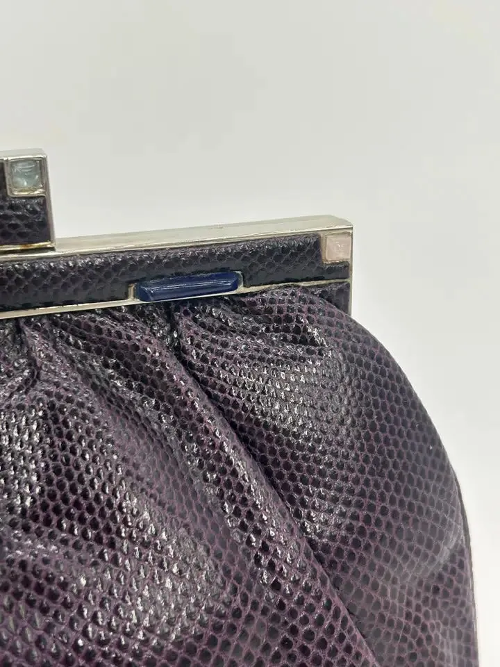 Judith Leiber Dark Purple Lizard Clutch