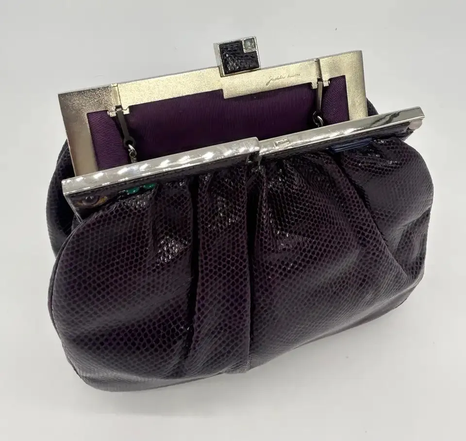 Judith Leiber Dark Purple Lizard Clutch