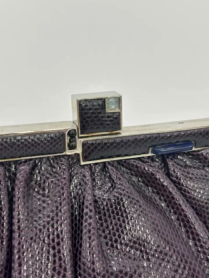 Judith Leiber Dark Purple Lizard Clutch