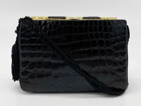 Judith Leiber Vintage Black Alligator Clutch