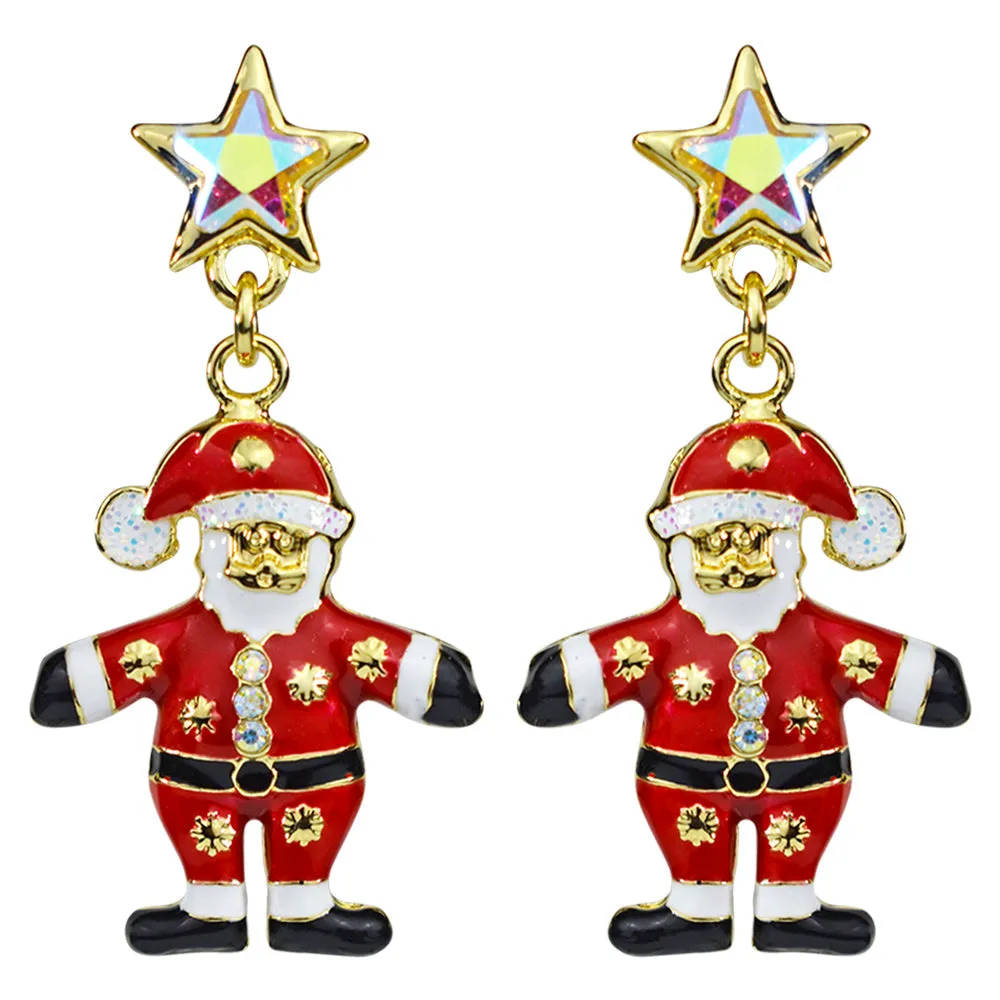 Kirks Folly Santa Surprise Pierced Earrings (Goldtone)