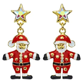 Kirks Folly Santa Surprise Pierced Earrings (Goldtone)