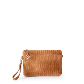 KYLIE Woven Vegan Crossbody Clutch in Caramel