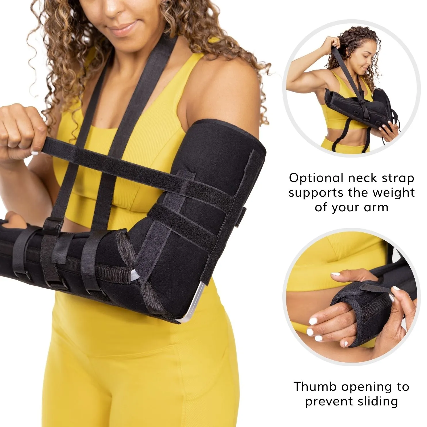 Posterior Long Arm Splint | Elbow Immobilizer Forearm Brace for Fracture Pain Relief With Support Sling