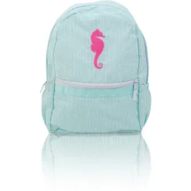 Seersucker Backpack Seaside Collection - Aqua/Seahorse