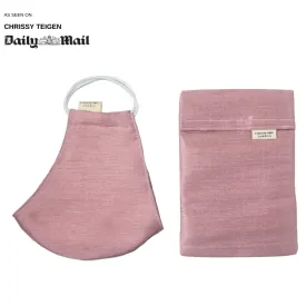 Silk Face Mask with Filter Pocket and Matching Pouch - Blush