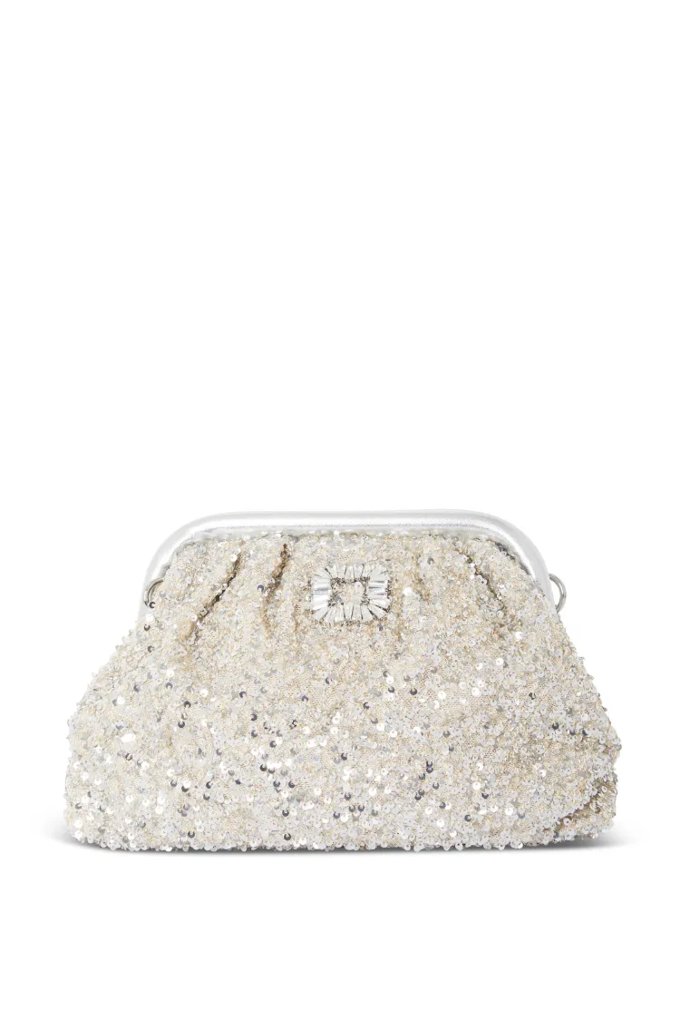 Silver Sequin Clutch Bag