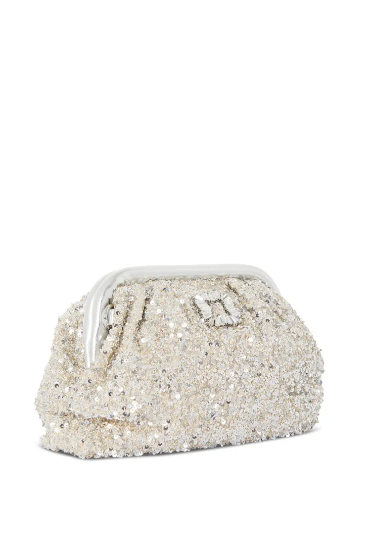 Silver Sequin Clutch Bag