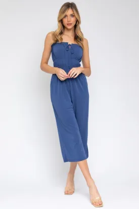 SLEEVELESS DRAWSTRING CROPPED JUMPSUIT