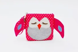 Sparkle/Plush Snack Bag - Stella Pink Polka Dot Owl